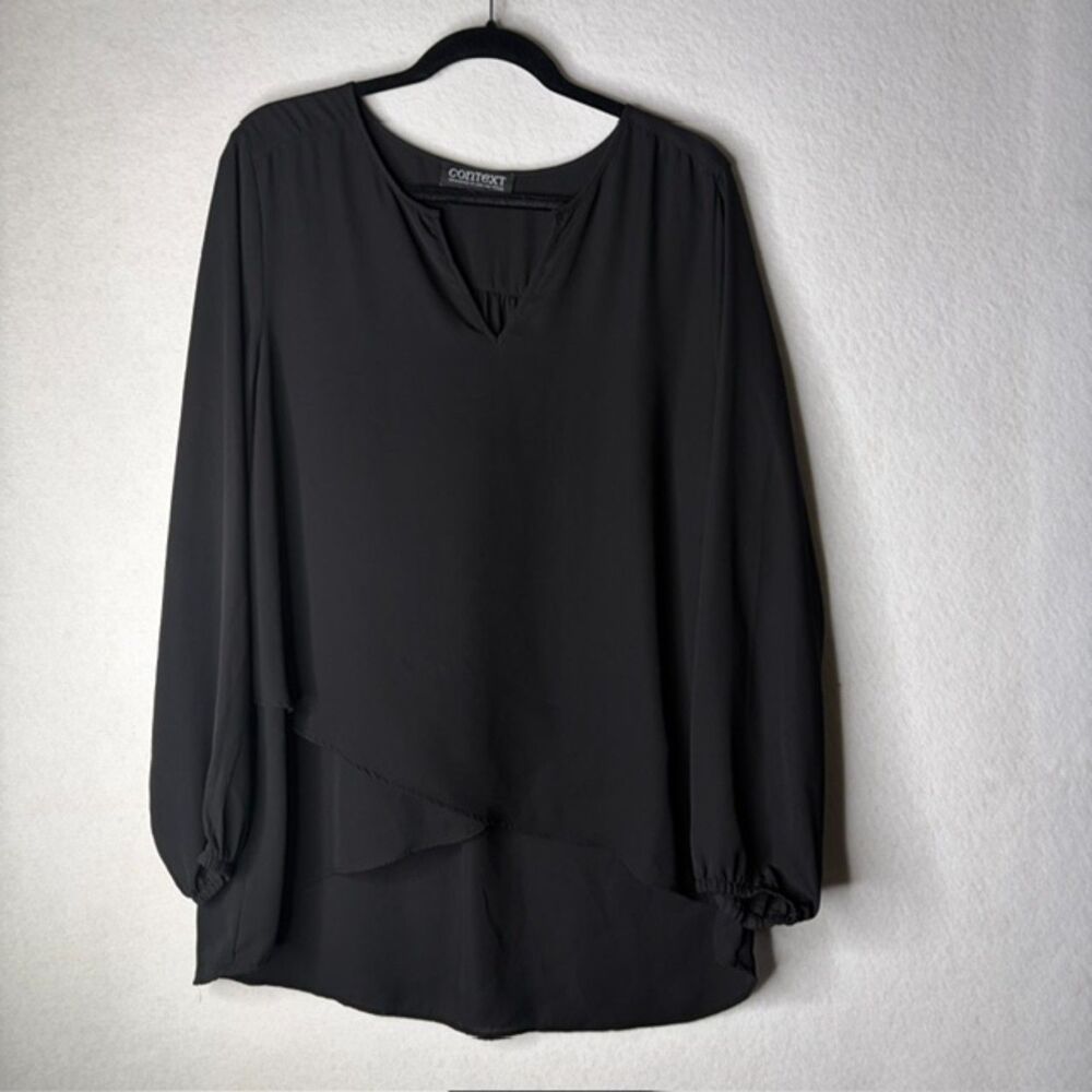 Context Layered High-Low Chiffon Quiet Luxury Capsule Workwear Blouse Size Med
